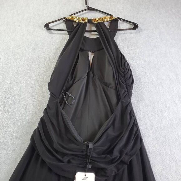 Apart Dress Womens 8 Black Gold Stud Rhinestone Long Formal Ball Sleeveless Gown - Picture 8 of 12